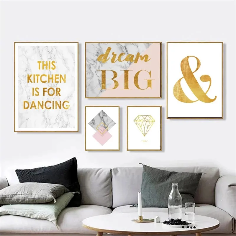 

Modern design style home wall art decoration poster dance cartoon English text and geometry home decor
