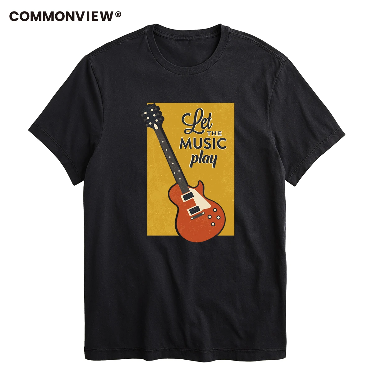 COMMONVIEW 100% cotton casual short sleeve Let the music play men T shirt knitted comfortable fabric street style men t-shirt