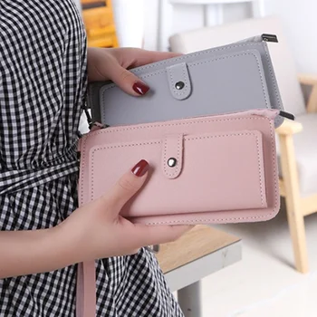 

ISKYBOB 2019 spring and summer new ladies simple long multi-function zipper multi-card hand holding buckle zipper student wallet