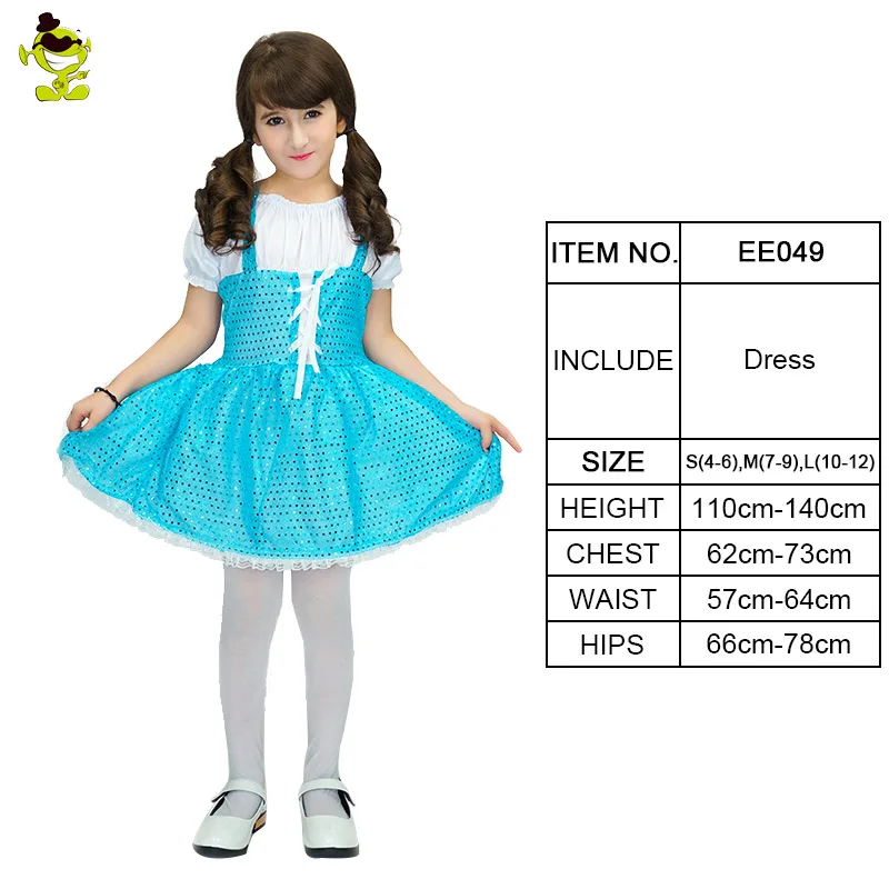 Голубая юбка костюм для косплея Золушки для девочек, детское нарядное платье, вечерние платья, милый роскошный набор с платьем-пачкой для маленькой принцессы - Цвет: EE049