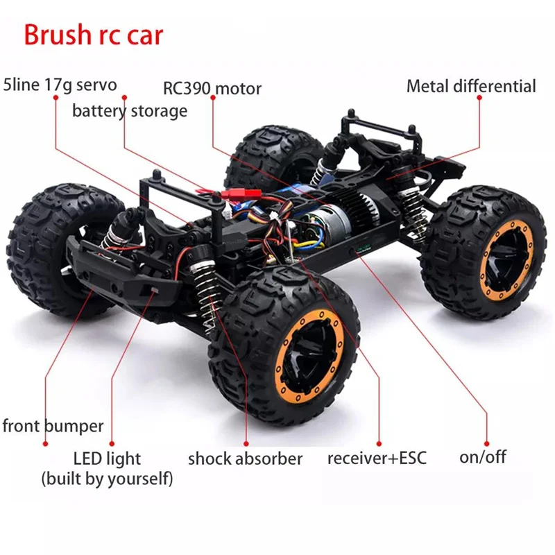Wecute SG1602 2 4G 30 км/ч высокая скорость RC Автомобильная щетка симуляция большой Кастер