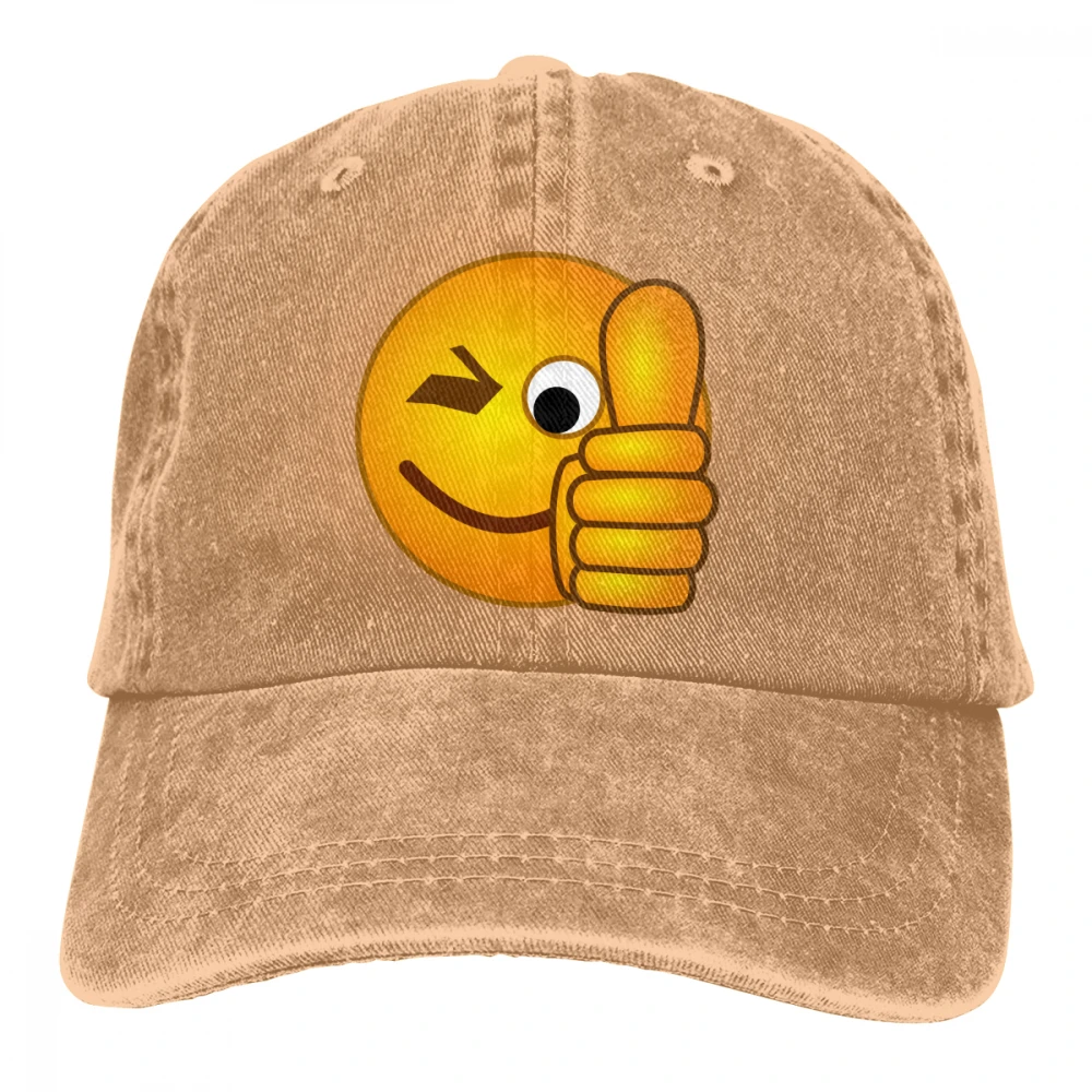 Улыбающиеся большие пальцы вверх Casquette черные унисекс Мужские Женские джинсовые бейсболка с ремешком кепки регулируемые Гольф папа шляпа - Цвет: Хаки