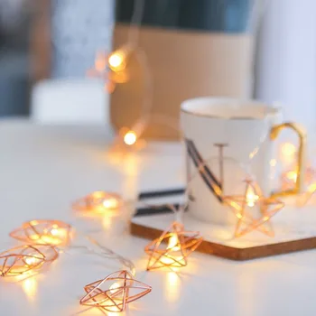 

Retro Iron Metal Diamond LED Fairy String Lights Battery Xmas Holiday Wedding Party Home Decoration 10 Leds Lantern String Lamps