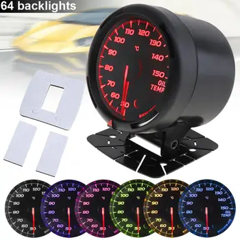 

60MM 12V 64 Backlights LED Electrical Auto Car Oil Temp Temperature Gauge Meter with Temperature Sensor 50-150 Degree Celsius