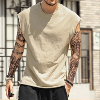 

Summer Men T-Shirt Fashion Crew Neck Sleeveless T-Shirts Men Hip Hop Basic Male Vintage Vest Tops Tees Shirts