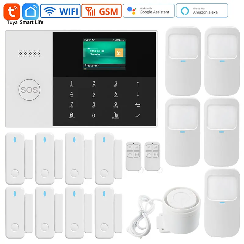 Wifi Home Security Alarm System Pg105 Tuya Smart App Gsm 2.4 Inch Color
