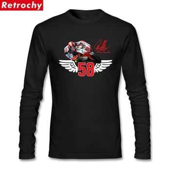 

Rock Men's T Shirts Marco Simoncelli Organic Cotton Crew Neck Long Sleeved Tee Shirt For Man