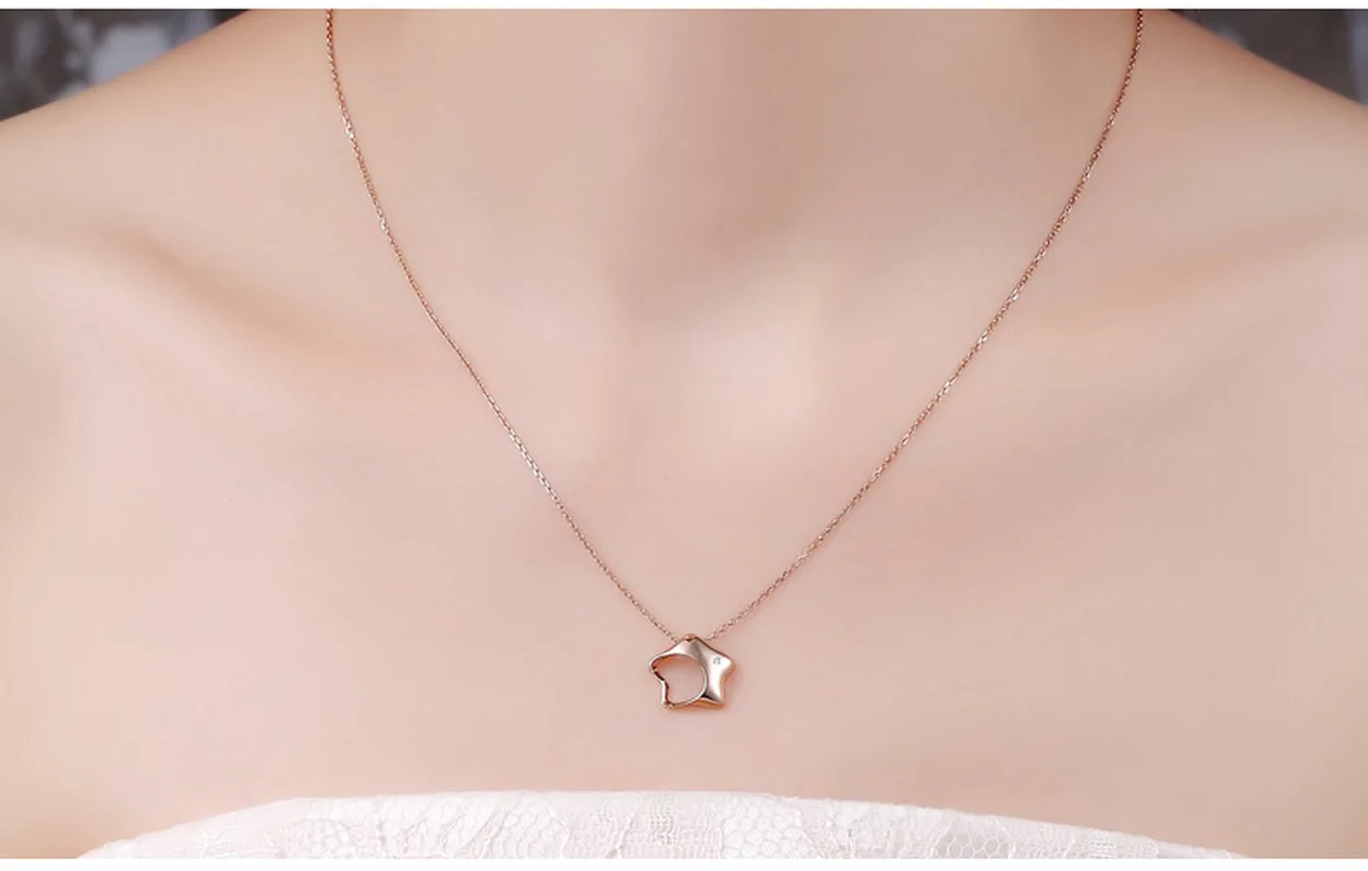 Lucky Star Diamond 18 к Настоящее ТВЕРДОЕ ЗОЛОТО AU750 кулон комплект колье с подвеской для женщин и девочек подарок необычные высококлассные ювелирные изделия
