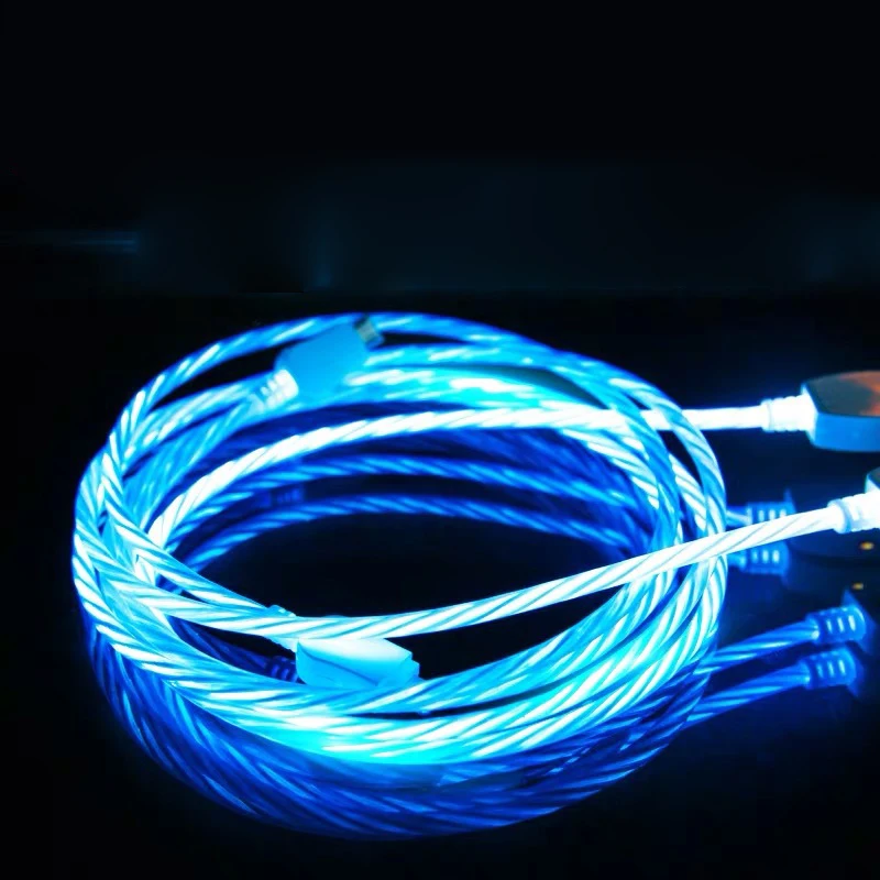 Светодиодный светящийся струящийся кабель Micro usb type C адаптер быстрой зарядки для телефона Microusb type-C зарядное устройство для передачи данных usb c для iphone samsung xiaomi