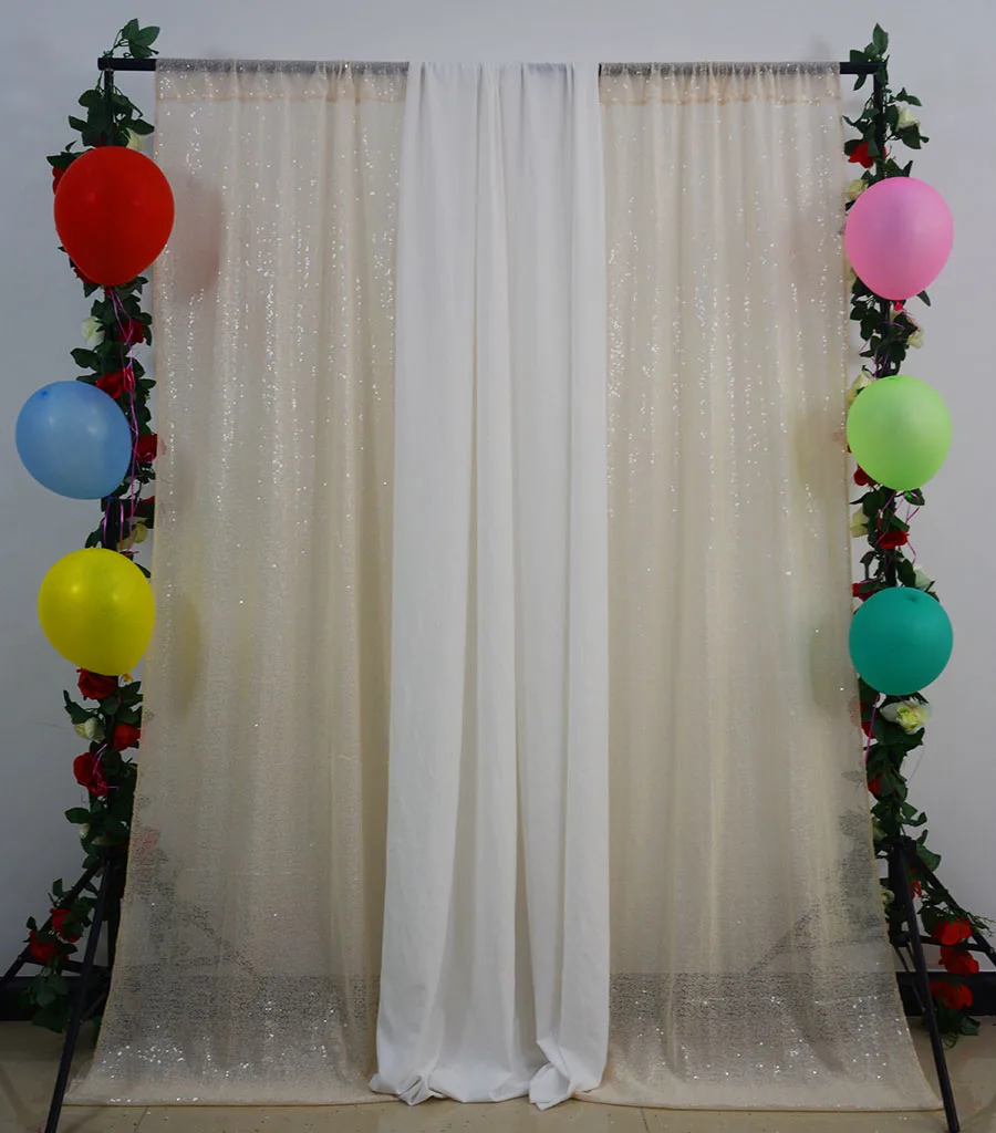 Ivory color Wedding Stage Background White 24x36 Inch Sequin Backdrop Curtain Sequin Decorations For Wedding-M1005 - Цвет: Ivory color