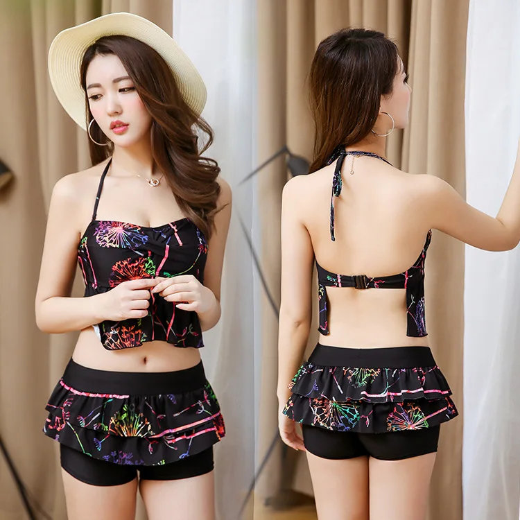 

New Style Boxer Sexy Bikini Push up Women's Split Skirt-Style Bathing Suit Hipster Backless Swimwear Wholesale