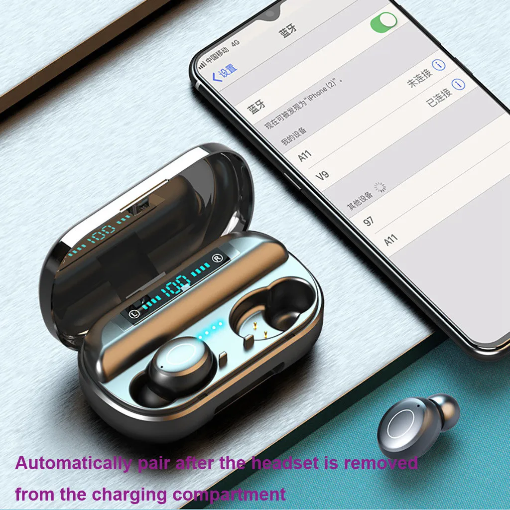 Wireless Earphones Bluetooth 5 Headset TWS Mini Stereo Headphones Sport In Ear Earbuds For iPhone with Charging Case 4 Ear Caps