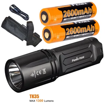 

FENIX TK35 2018 Tactical Flashlight CREE XHP35 HI neutral white LED max 1300 lumen rechargeable torch with 2 x 2600mAh battery