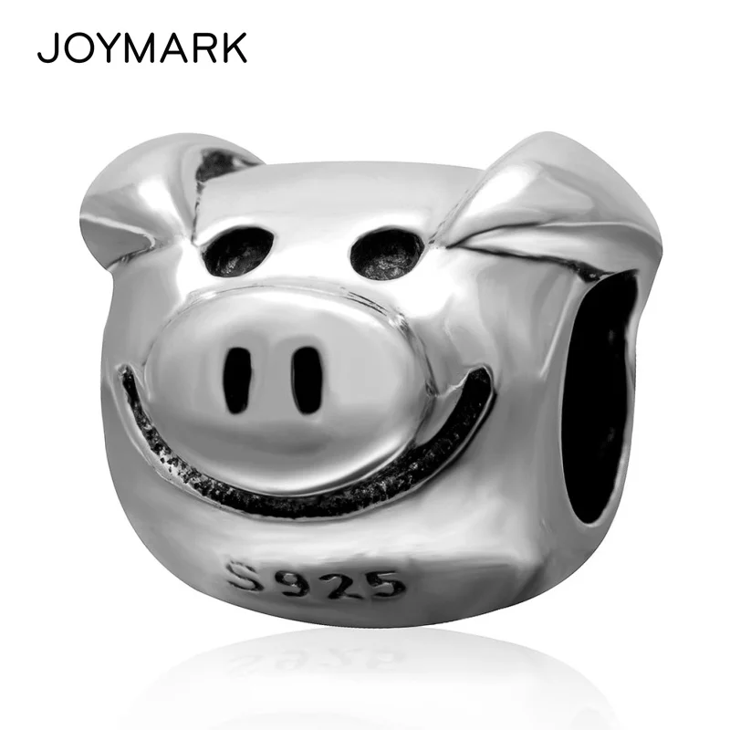 

Cute Pig Vintage Tone Authentic 925 Sterling Silver Big Hole Animal European Charm Beads Fit Charm Bracelets SAPB3104