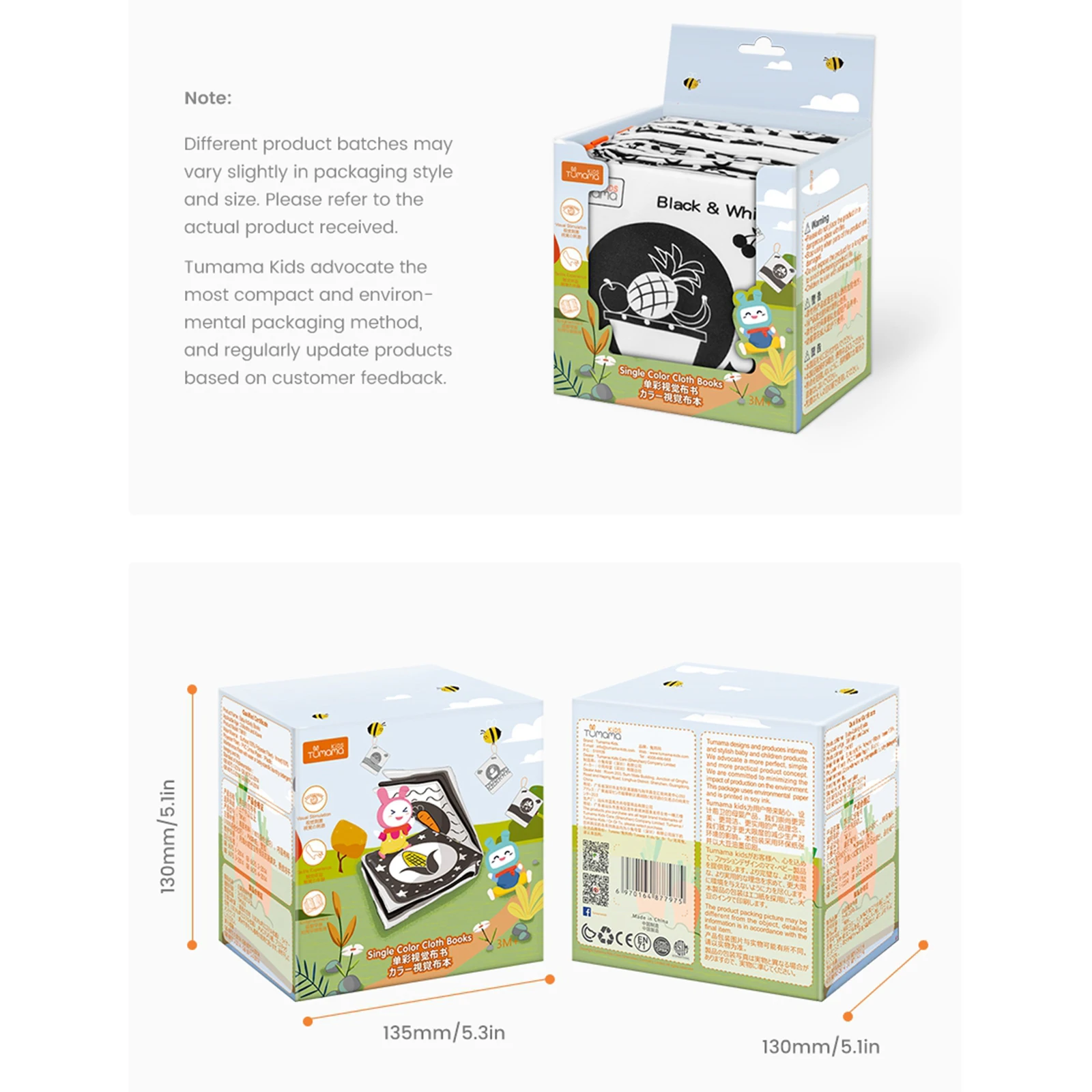 4 Pieces Non-toxic Fabric Baby Soft Books Black and White Books for Infants Boys and Girls Early Educational Development Toys