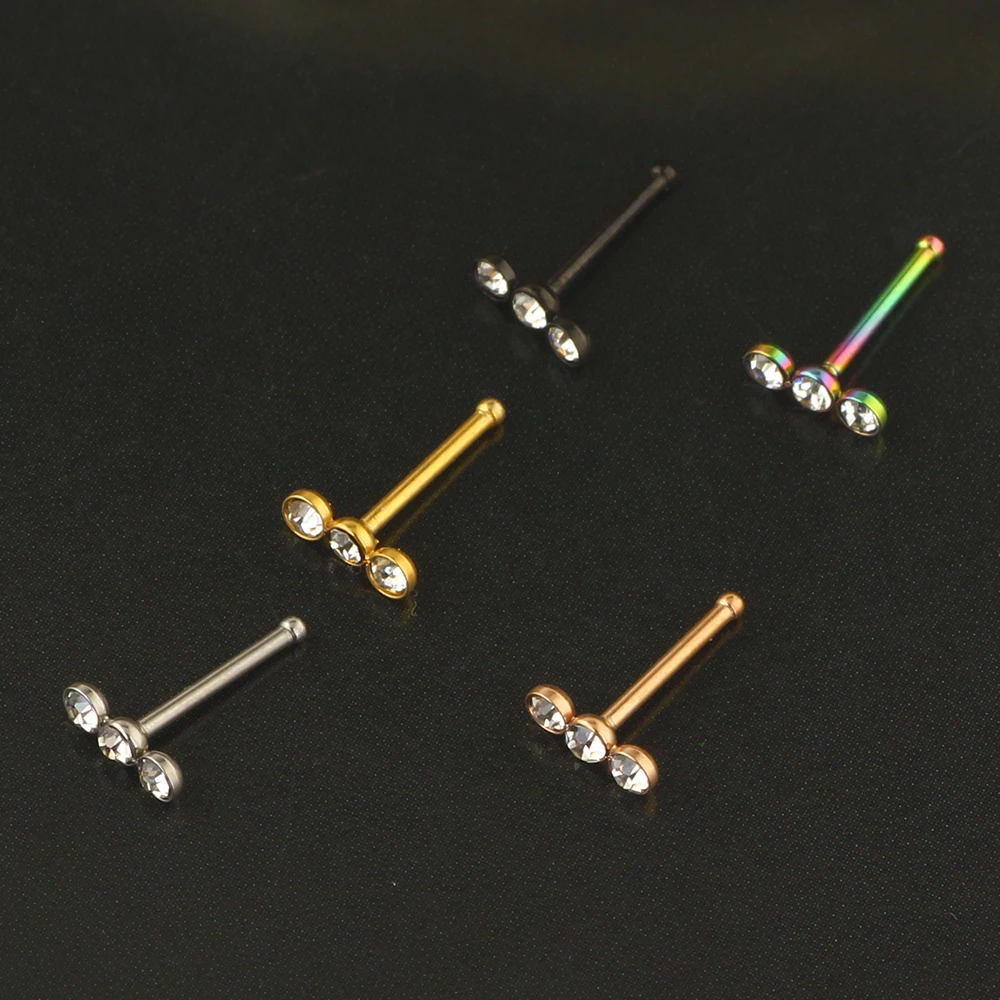20G Nose Rings Studs Surgical Steel Nose Nostril Opal CZ Inlaid 2MM Piercing Jewelry for Women Men Girl  Tragus Cartilage Nose