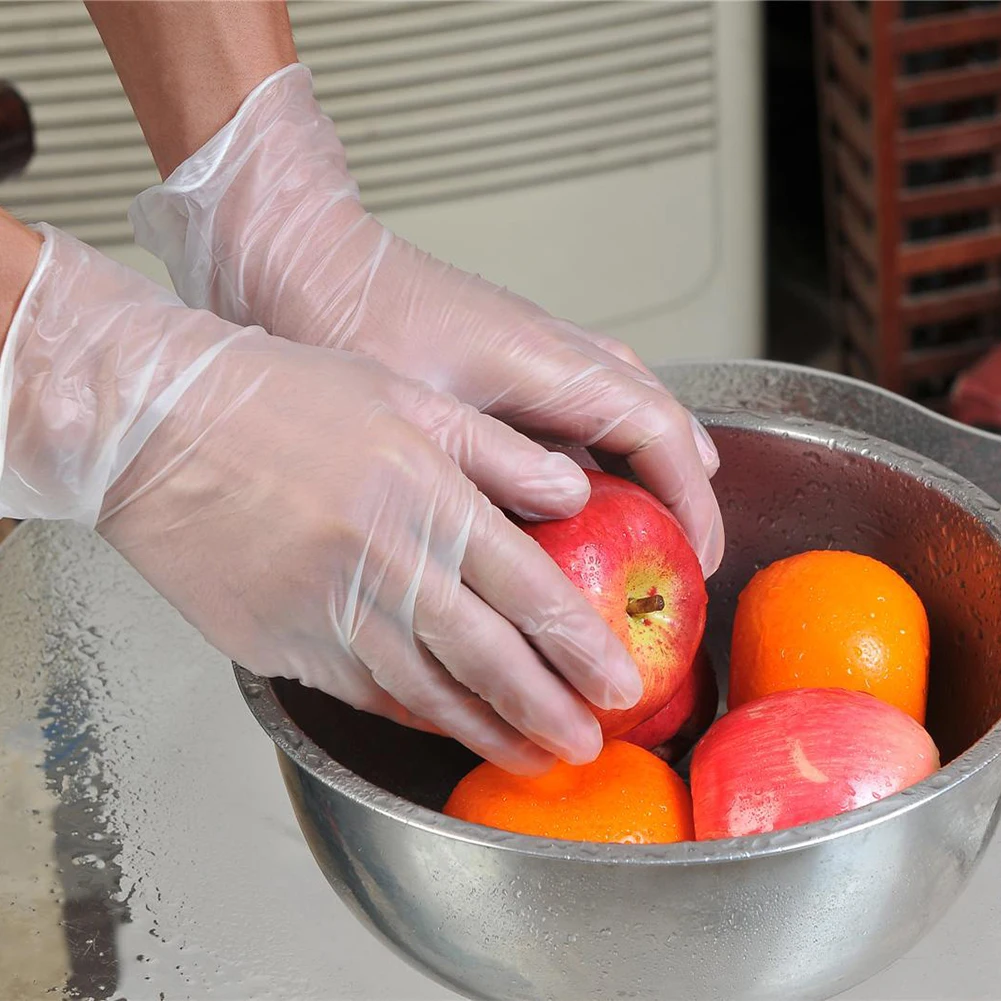 

50pairs Transparent Disposable PVC Gloves Dishwashing Garden Gloves Universal For Home Cleaning Avoid Direct Touch with Skin
