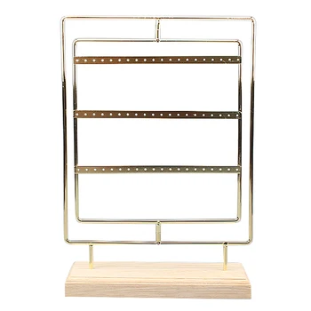 

Rotating Metal Earring Organizer - Wooden Jewelry Display Stand Holder/ 60 Holes for Hanging Dangle Earrings/Classic Jewelry Sho