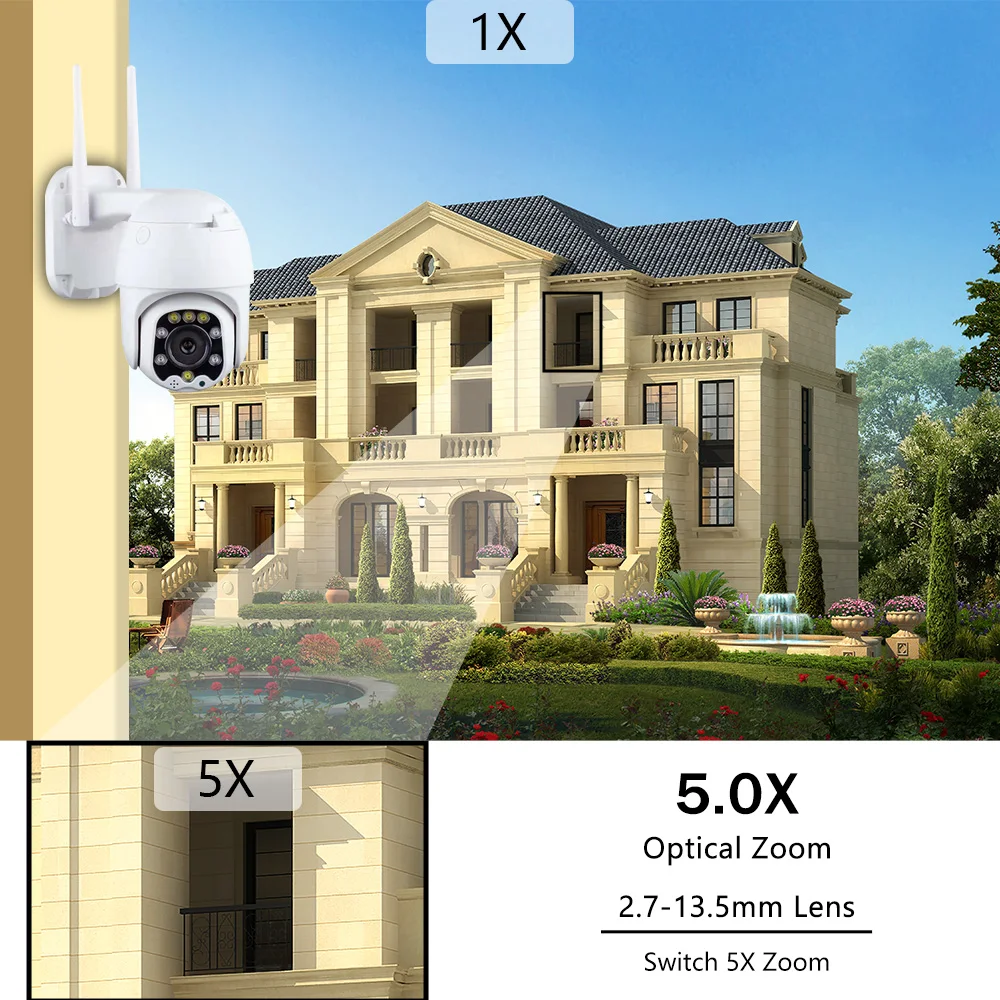 5MP Security Protection Wireless 4G SIM Card Camera Outdoor PTZ WIFI Video Surveillance Onvif IR Night Vision 30M 2.5inch Camhi
