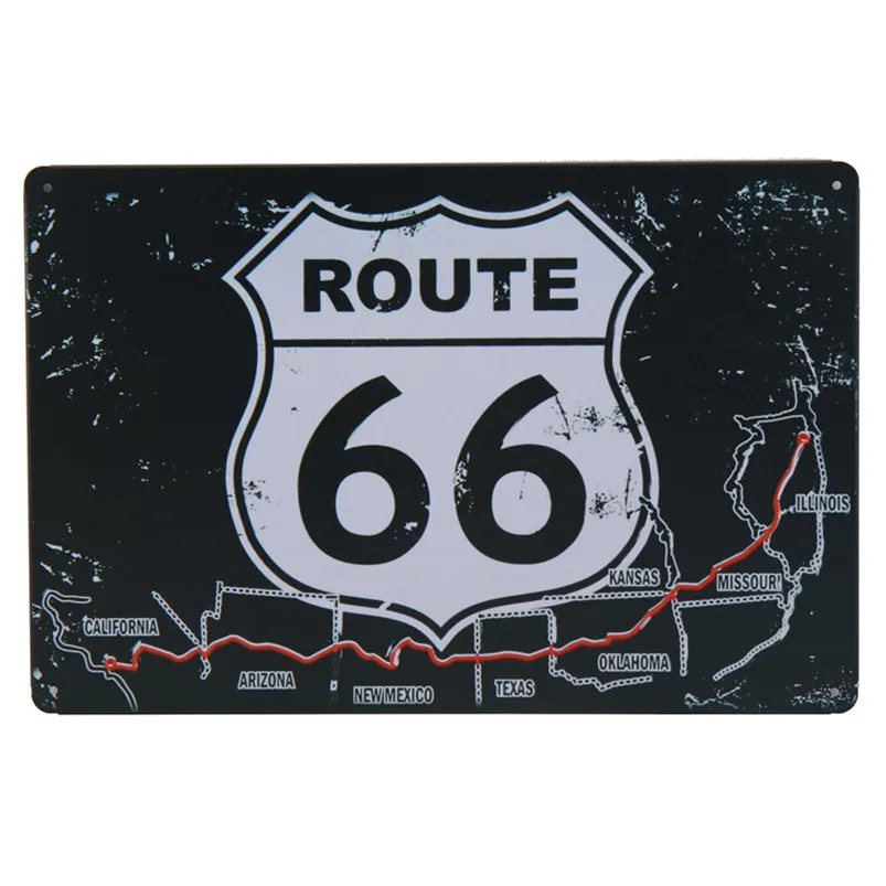 Route 66 металлическая пластина плакат паб вверх бар знаки Искусство Железный кафе-гараж Настенный декор ретро-наклейки винтажный оловянный знак жестяная живопись H17 - Цвет: T