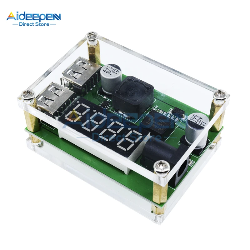 Двойной USB DC-DC 6 V-40 V до 5V 3A светодиодный цифровой Дисплей модуль ldo понижающего преобразователя вольтметр модуль с Чехол 9V 12V 24V 36V для автомобиля