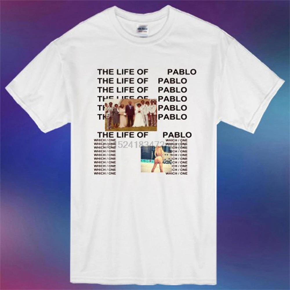 New Kanye West The Life of Pablo Album Cover Logo Men&amp White T-Shirt Size S-3XL Short Sleeve Summer T Shirt | Мужская одежда