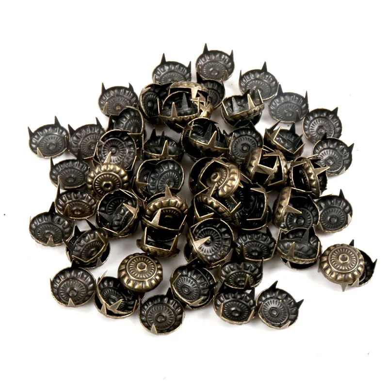 Mixed Round Metal Bronze Four Fastener Brads Spikes 50pcs Scrapbooking Embellishment Crafts Pushpin Studs Decoration 11mm metal brads,scrapbooking decoration