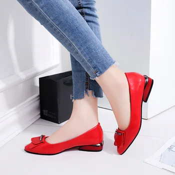 

Red Black Beige Low Heel Shoes Women Pointed Toe Pumps Shoes Women Temperament Elegant Office Shallow Single Shoes 2020