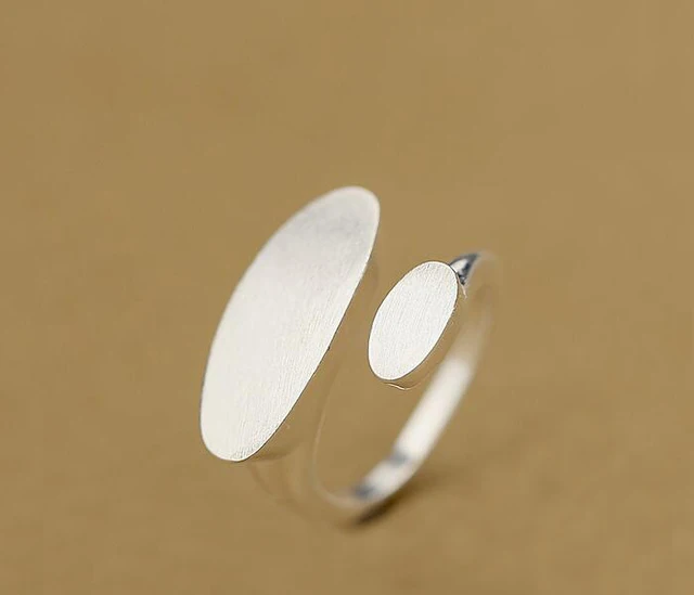 Jisensp Minimalist Jewelry Silver Color Geometric Rings for Women Adjustable Round Triangle Heartbeat Finger Ring bague femme SYJZ071