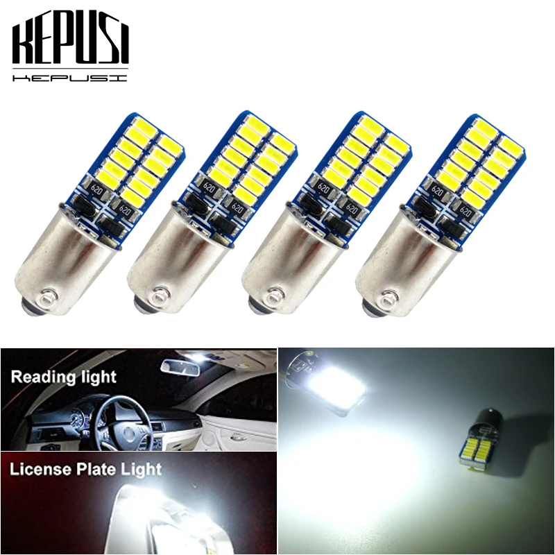 

4PCS CANBUS BA9S 233 T4W T11 3014 SMD led Light Car LED marker light reading dome Lamp Auto parking bulbs 12V Error Free