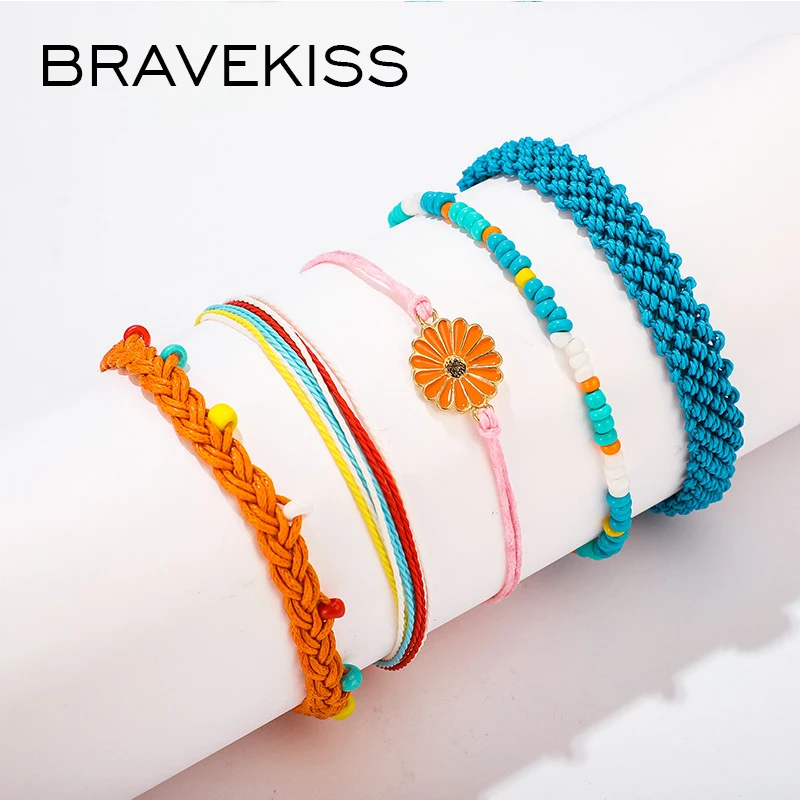 BRAVEKISS браслеты дружбы Vsco, набор для девочек, ручная работа, ромашки, браслеты, Boho Femme, аксессуары, браслеты, PB0497