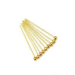 Louleur Premium Jewelry Making Head Pins - Wholesale DIY Accessories - 70mm x 100pcs (Gold)