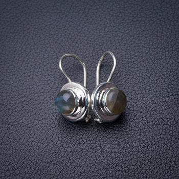

StarGems Natural Blue Fire Labradorite Handmade 925 Sterling Silver Earrings 1" D6615