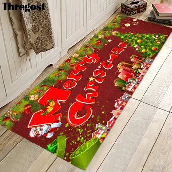 

Thregost Christmas Print Floor Mat Welcome Rugs Hallway Home Bedroom Living Room Carpet Machine Washable Indoor Doormat