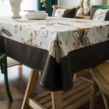 

34 Contrast Color Linen Tablecloth Waterproof Oilproof Thick Rectangular Wedding Dining Table Cover Tea Table Cloth Decorative