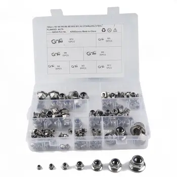 

[Combination] 140PCS In Box-Flange Nylon Nut: M3-35PCS M4-30PCS M5-25PCS M6-20PCS M8-15PCS M10-10PCS M12-5PCS