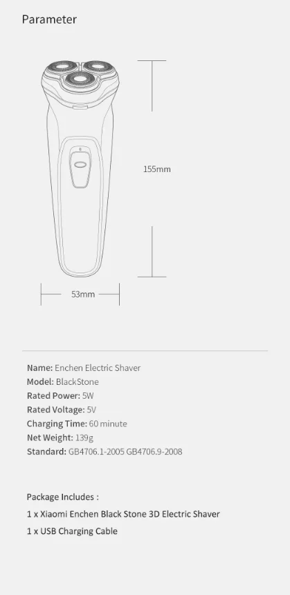 XiaoMi электробритва,, бритва Enchen, Мужская бритва, триммер для волос, моющаяся, USB, перезаряжаемая бритва, Barbeador 5