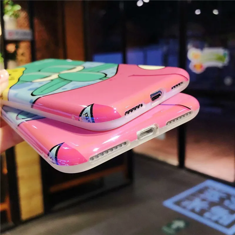 360 градусов полный корпус защитный чехол для телефона iPhone XR XS MAX X 7 8 6 6s Plus Губка Боб кальмарные щупальца мягкая задняя крышка