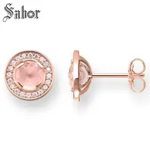 Серьги-гвоздики, светильник Luna Rose для женщин, высокое качество, серьги, 925 пробы, серебро, цирконий, модные ювелирные изделия thomas