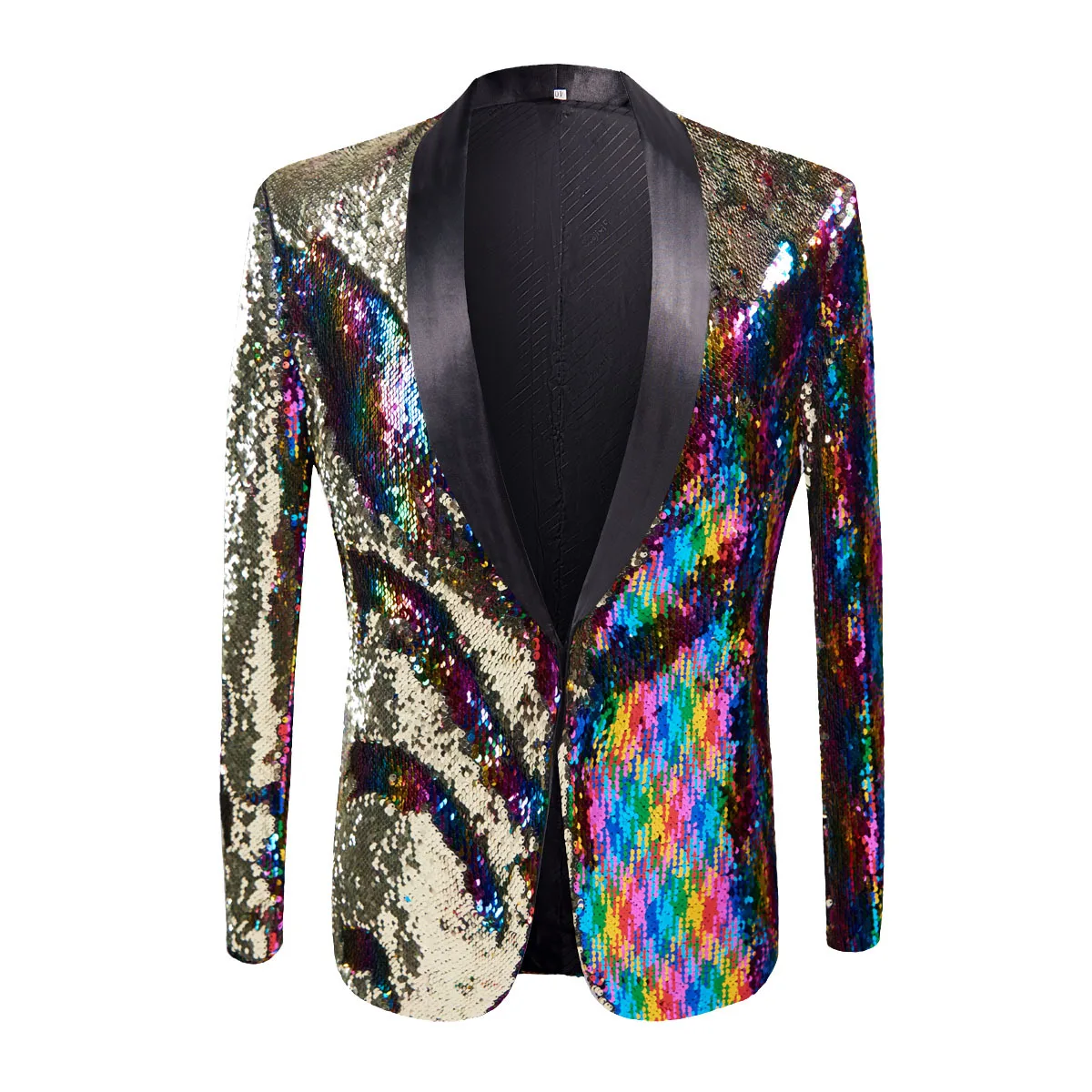 Men Shiny Colorful Sequins Blazers Single Button Slim Male Singer Host Stage Tuxedo Costume Bar Nightclub Party Suit Jackets