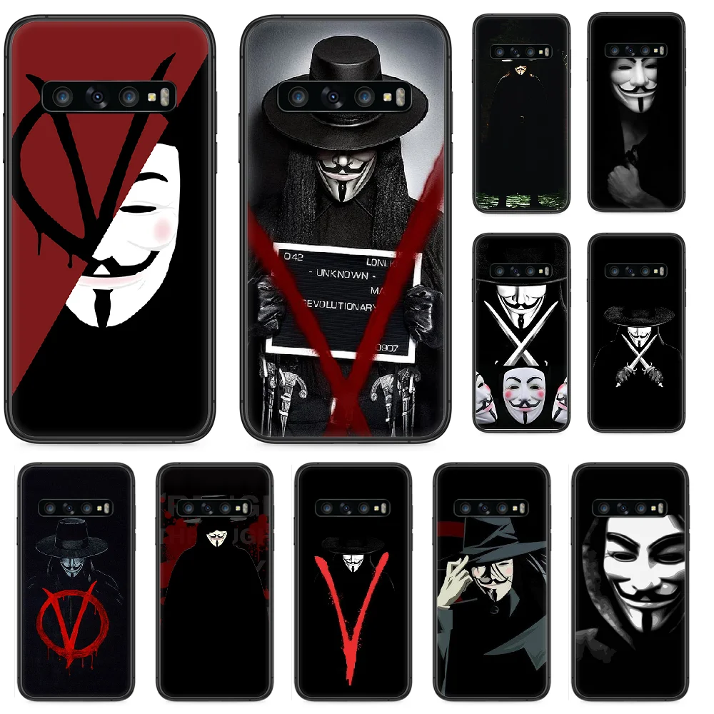 V для Fawkes Маска Вендетта чехол телефона Samsung Galaxy S 10 20 3 4 5 6 7 8 9 Plus E Lite Uitra Черная