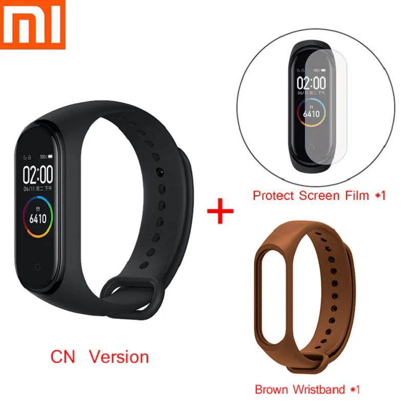 Xiaomi Mi смарт-браслет 4 фитнес-браслет MiBand 4 Частота сердечных сокращений большой сенсорный экран сообщение Smartband D30 - Цвет: Коричневый