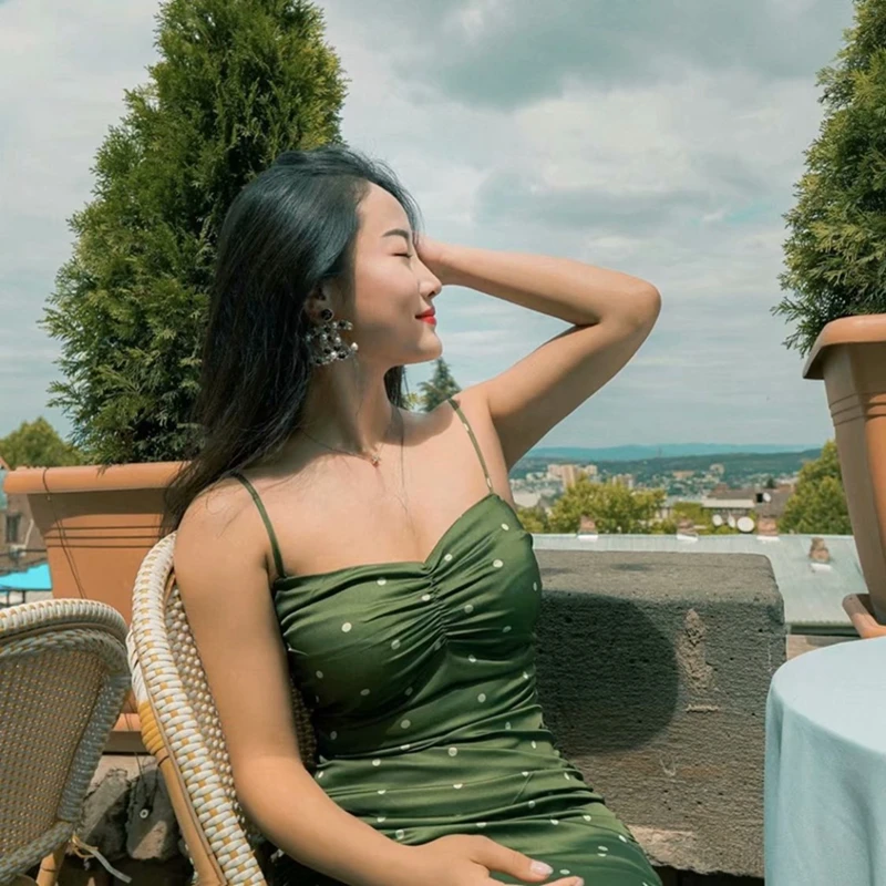 Зеленое мини-платье женское без рукавов vestidos элегантное корейское платье летнее платье в горошек с рюшами винтажные сексуальные платья лето