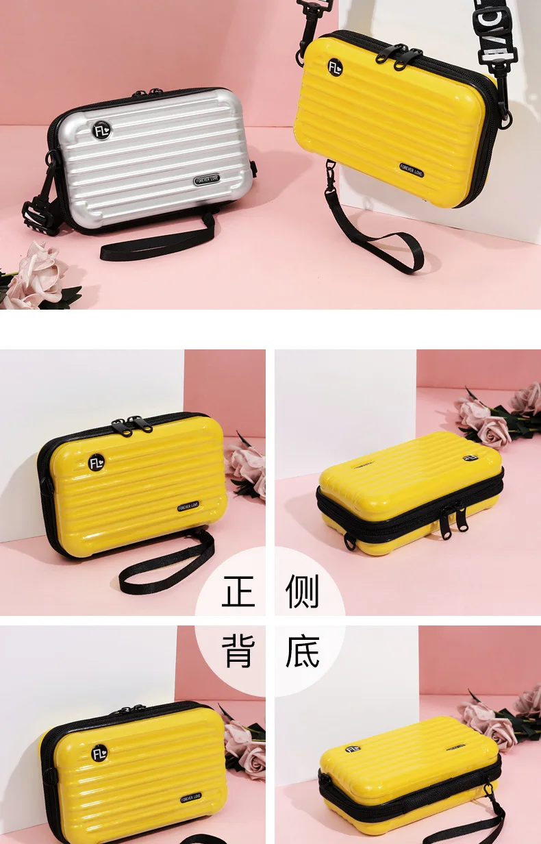 new mini net red suitcase Small square box Wide shoulder strap diagonal package shoulder crossbody bag 2019041701 19X6X12cm