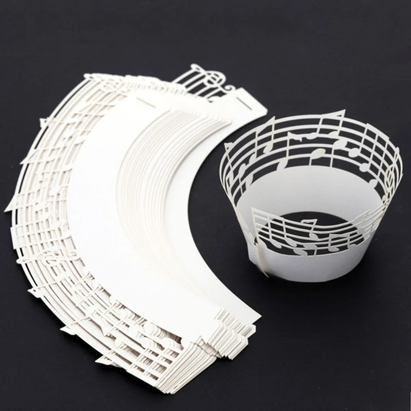

Laser Cut Music Notes Cupcake Wrappers Beautiful Cup Cake Topper for Birthday Wedding Baby Shower Party Supplies