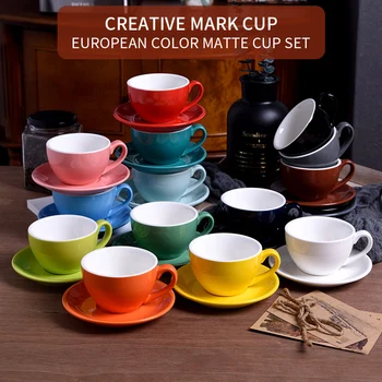 

220 ml high-grade ceramic coffee cups Coffee cup set Simple European style Cappuccino flower cups Latte