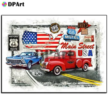 

Diamond Painting 5D Full Square/Round Drill Car America Flag Daimond Embroidery Painting Cross Stitch Mosaic Picture M913