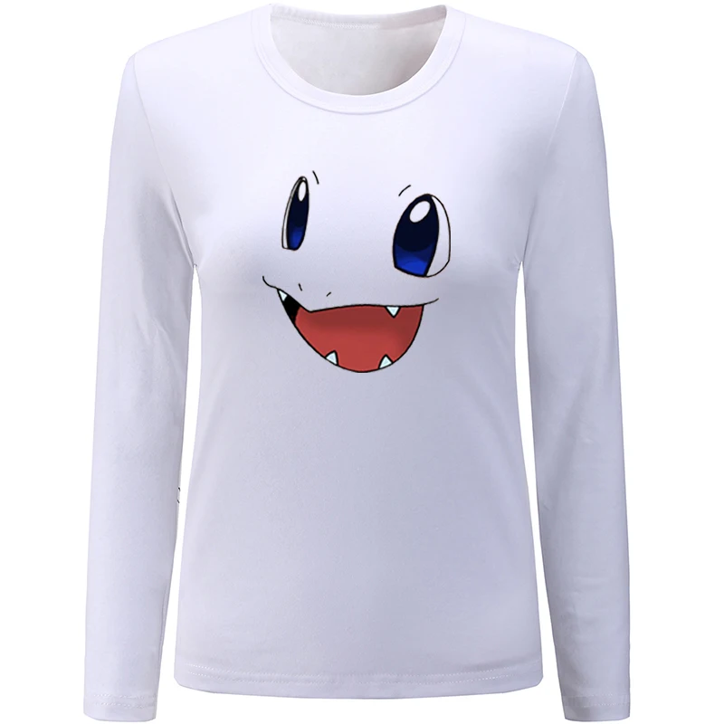 Pokemon Charizard Bulbasaur Пикачу Сквиртл женская футболка с длинным рукавом и принтом графическая футболка хлопковые футболки подарок - Цвет: YaSW190C