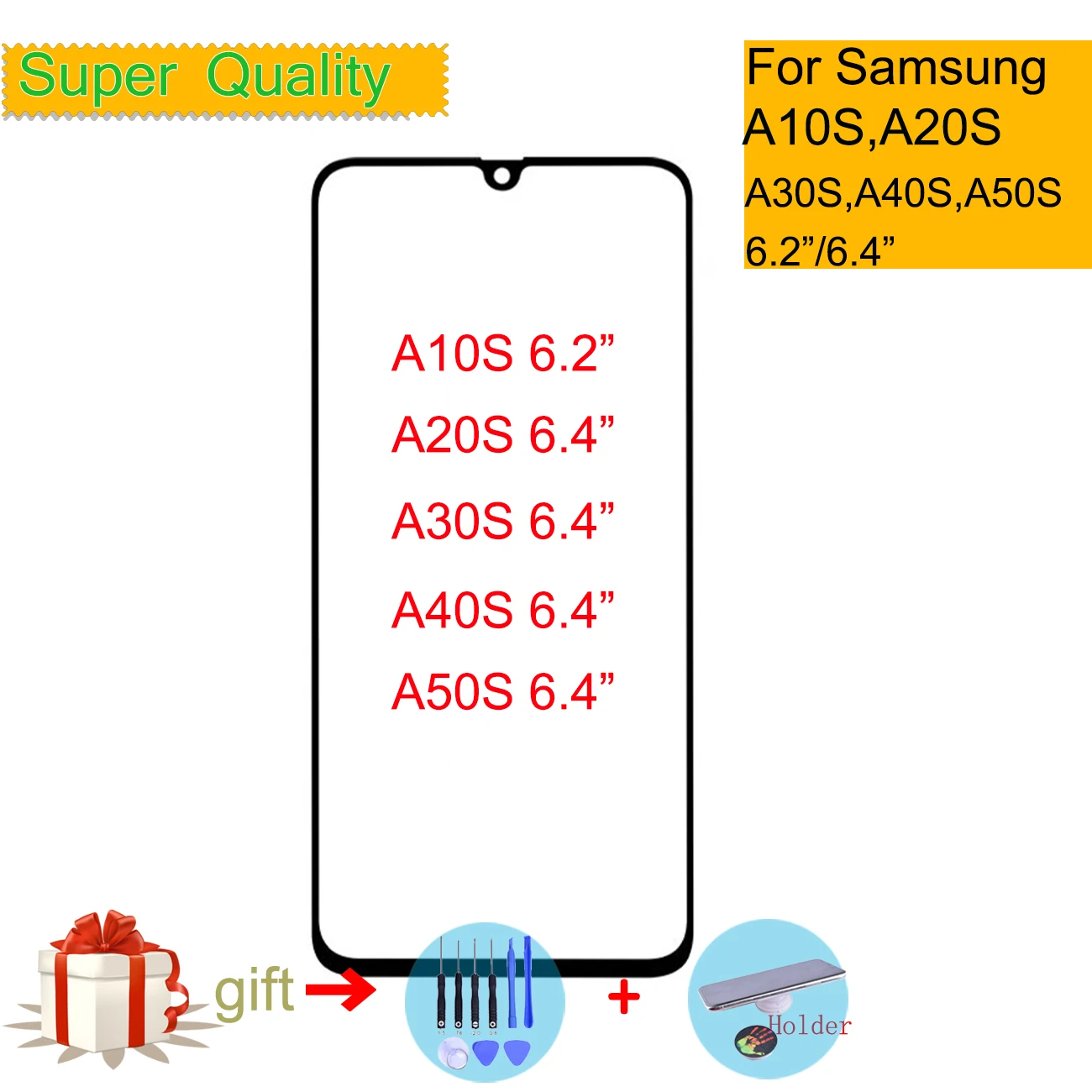 Для samsung Galaxy A10S A20S A30S A40S A50S сенсорный экран Передний сенсорный экран со стеклянной панелью Внешний ЖК-дисплей объектив переднее стекло