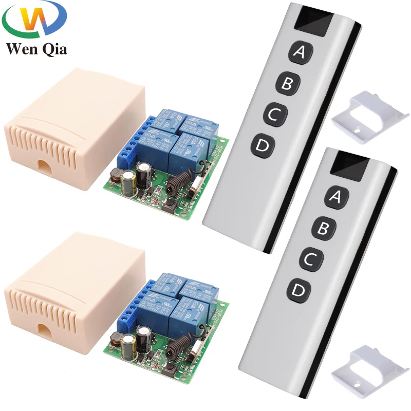 

433MHz Remote Control AC 110V 220V 10A 4CH Wireless RF Receiver and Universal Transmitter For Light/Motor/Gate/Garage/SmartHome